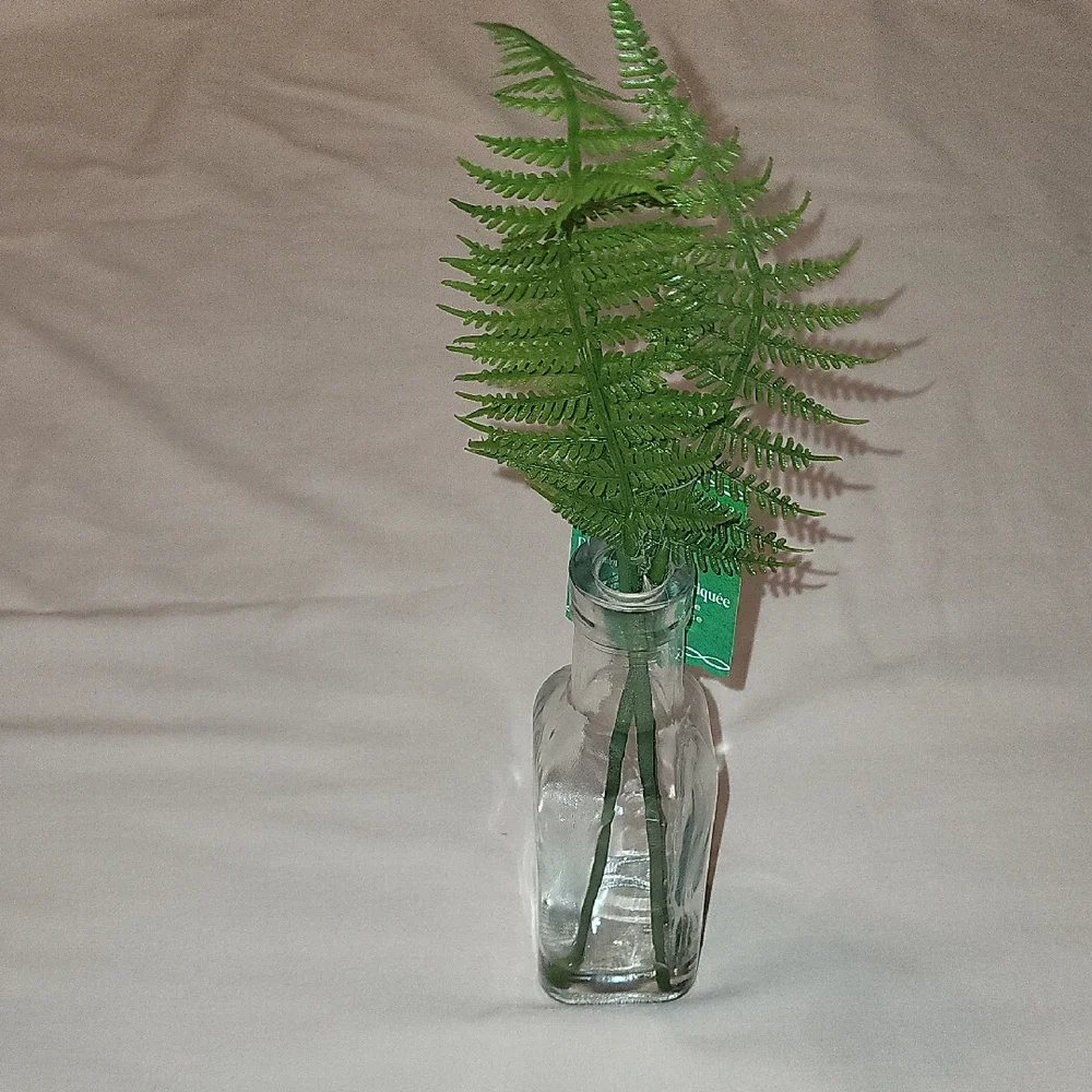 Faux Fern In Glass Vase